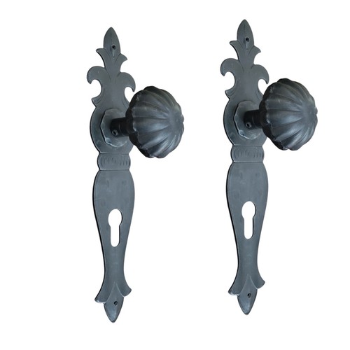 Maniglia con placca ferro - in,